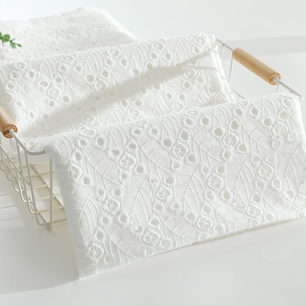 Embroidered Fabric Cutwork Cotton for Women's Wear Wholesale Supplier 4